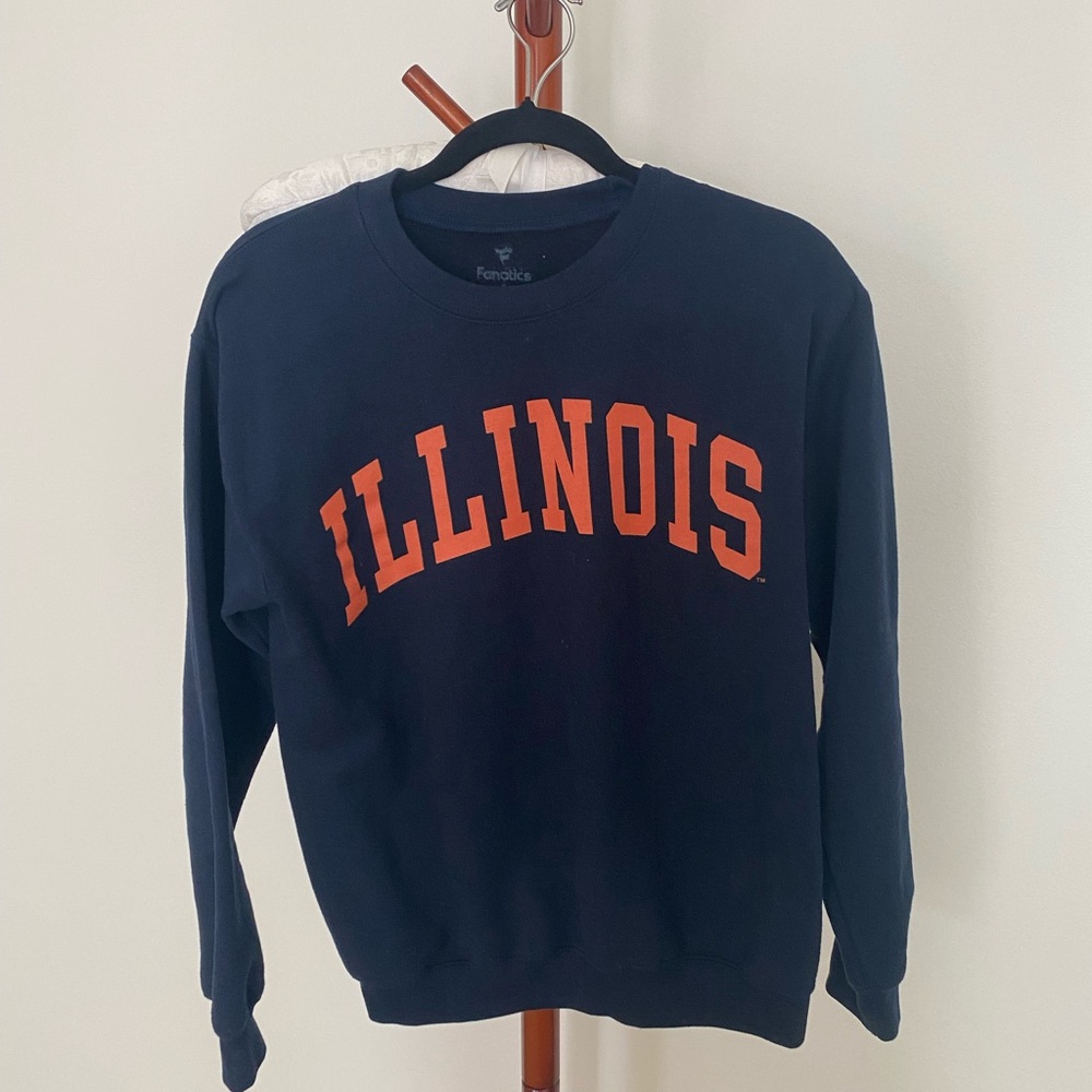 Fanatics Navy Crewneck Sweatshirt with Orange ILLINOIS Logo